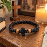 Adjustable Orthodox Prayer Rope Bracelet – Hand-Knotted Christian Prayer Cord with Wooden Beads