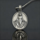 Pure Tin Miraculous Medal Virgin Mary Necklace