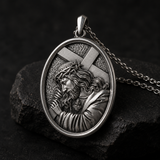 S925 Jesus Carrying the Cross Sacred Heart Pendant Necklace