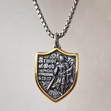 Two-Tone Armor of God Knight Shield Stainless Steel Necklace