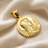 Virgin Mary Coin Necklace, 316L Titanium Steel Vintage Medal Pendant