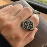 Saint Benedikt Medaille Edelstahl Ring