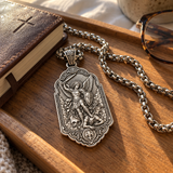 Saint Michael the Archangel 925 Sterling Silver Pendant Necklace—Christian Medal Featuring Sword and Shield Motifs