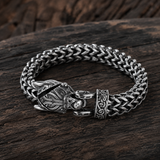 Viking Wolf Head Double Row Thick Stainless Steel Bracelet