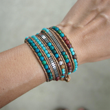 Multi-Layered Hand-Woven Natural Crystal Stone Leather Tree of Life Guardian Bracelet