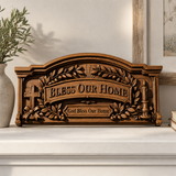 Personalized “Bless Our Home” Hand-Carved Beechwood Wall Plaque - craftsmanship detail