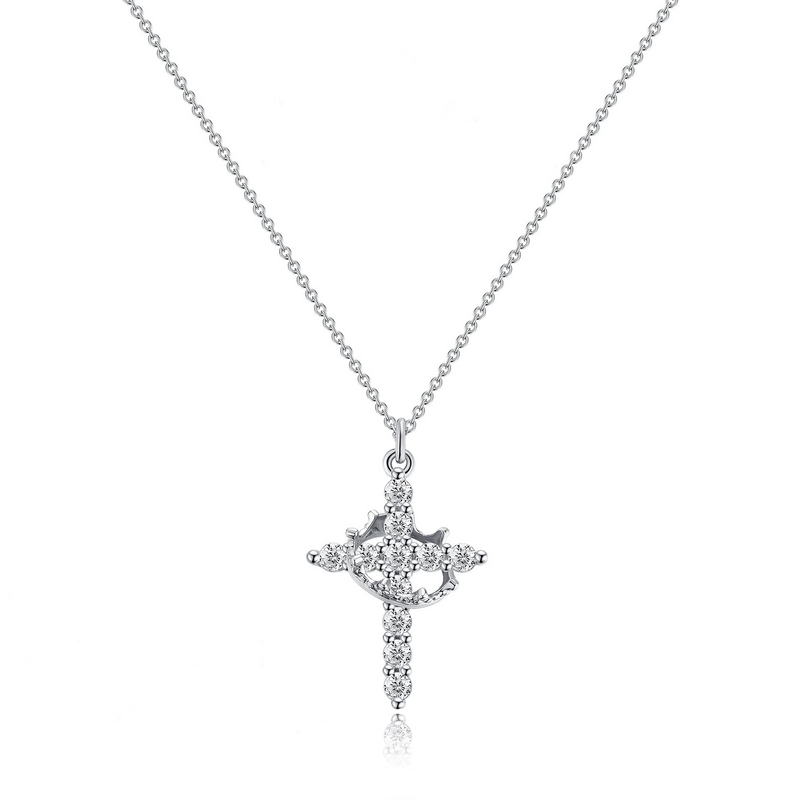 Cross and Diamond Crown Necklace