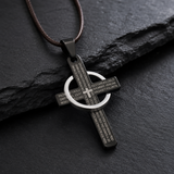 Lord’s Prayer Engraved Cross Pendant with Rotating Ring