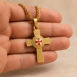 Knights Templar Celtic Knot Cross Necklace for Men, Red Enamel Templar Symbol Stainless Steel Pendant Product Parameters