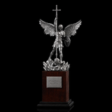 Archangel Michael 6" Resin Statue with Solid Wood Base – Christian Protection & Victory Decor