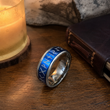Glow In The Dark Viking Elder Futhark Rune Rotatable Spinner Stainless Steel Anxiety Relief Ring