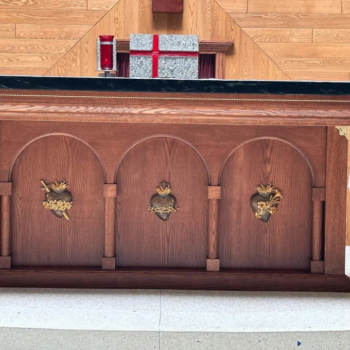 Holy Family Three Sacred Hearts Wooden Wall Decoration