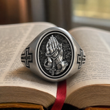 925K Sterling Silver Praying Hands Ring - Christian Symbol of Faith and Devotion