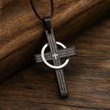 Lord’s Prayer Engraved Cross Pendant with Rotating Ring