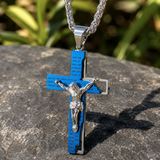 Stainless Steel Cross Pendant with Scripture – Comes with a 24-inch chain