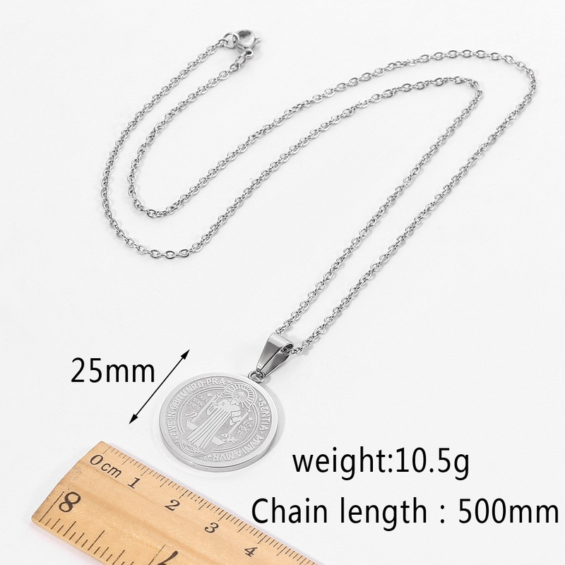 Saint Benedict coin medal couple Necklace