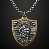 Two-Tone Armor of God Crusader Knight Protection Shield Stainless Steel Necklace
