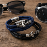 Anchor Leather Braided Bracelet
