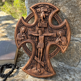 Hand-Carved Beechwood “Hand of Redemption” Crucifix | The Passion and Divine Grace of Christ