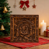 Handcarved Beechwood Nativity Scene Relief: Let Christmas’ Quiet Truth Settle in Your Home