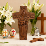 Beechwood Good Shepherd Cross Hand-Carved Shepherd Icon | Finding Rest in His Loving Arms