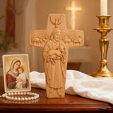 Beechwood Good Shepherd Cross Hand-Carved Shepherd Icon | Finding Rest in His Loving Arms