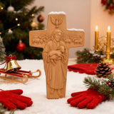 Beechwood Good Shepherd Cross Hand-Carved Shepherd Icon | Finding Rest in His Loving Arms