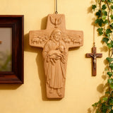 Beechwood Good Shepherd Cross Hand-Carved Shepherd Icon | Finding Rest in His Loving Arms