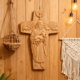 Beechwood Good Shepherd Cross Hand-Carved Shepherd Icon | Finding Rest in His Loving Arms