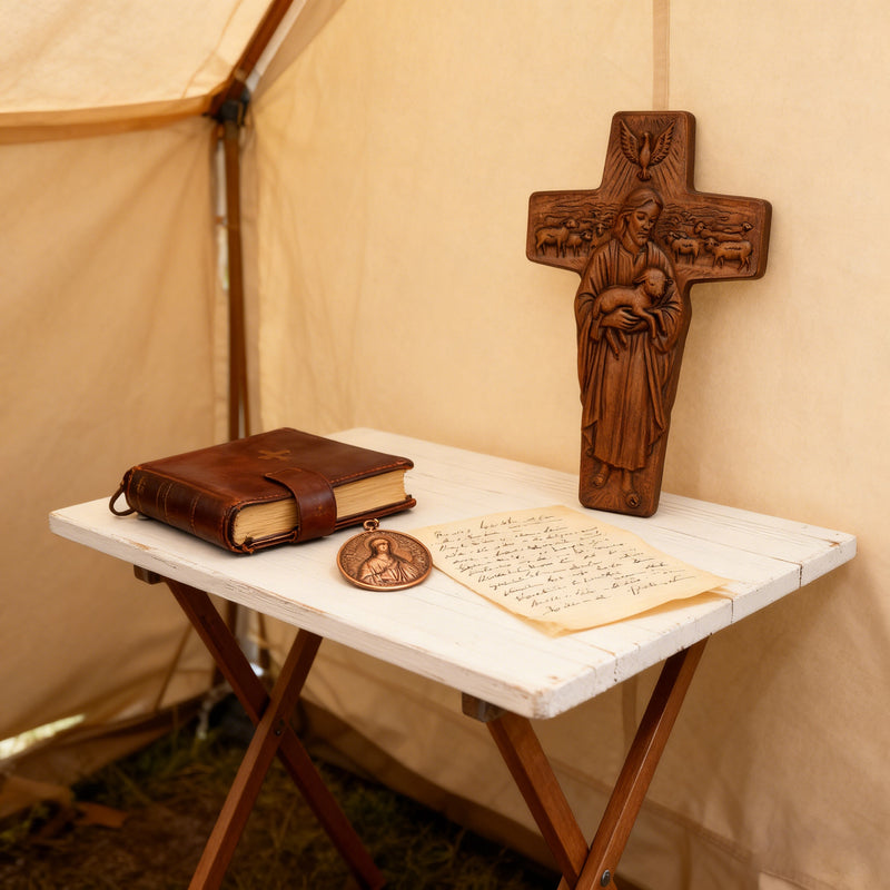 Good Shepherd Cross - Detailed Carving