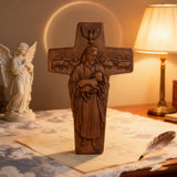 Beechwood Good Shepherd Cross Hand-Carved Shepherd Icon | Finding Rest in His Loving Arms