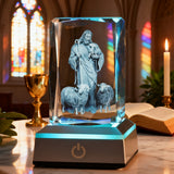 Good Shepherd LED Crystal Lamp: A Christian Symbol of Christ’s Tender Care for Christian prayer and meaningful gifting