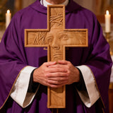 "Jesus with the Crown of Thorns" Beechwood Cross Wall Hanging