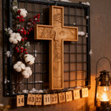 "Jesus with the Crown of Thorns" Beechwood Cross Wall Hanging