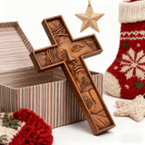 "Jesus with the Crown of Thorns" Beechwood Cross Wall Hanging