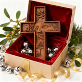 "Jesus with the Crown of Thorns" Beechwood Cross Wall Hanging