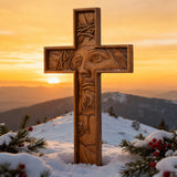 "Jesus with the Crown of Thorns" Beechwood Cross Wall Hanging