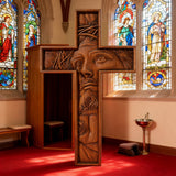 "Jesus with the Crown of Thorns" Beechwood Cross Wall Hanging