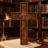 "Jesus with the Crown of Thorns" Beechwood Cross Wall Hanging