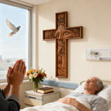 "Jesus with the Crown of Thorns" Beechwood Cross Wall Hanging