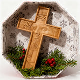 "Jesus with the Crown of Thorns" Beechwood Cross Wall Hanging