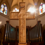 "Jesus with the Crown of Thorns" Beechwood Cross Wall Hanging