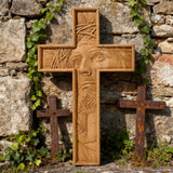 "Jesus with the Crown of Thorns" Beechwood Cross Wall Hanging