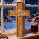 "Jesus with the Crown of Thorns" Beechwood Cross Wall Hanging