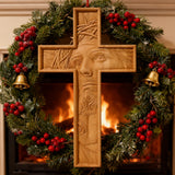 "Jesus with the Crown of Thorns" Beechwood Cross Wall Hanging