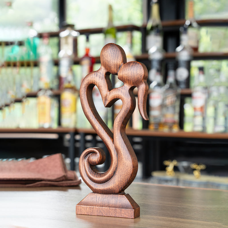 Couple Wooden Carved Love Tabletop Ornament