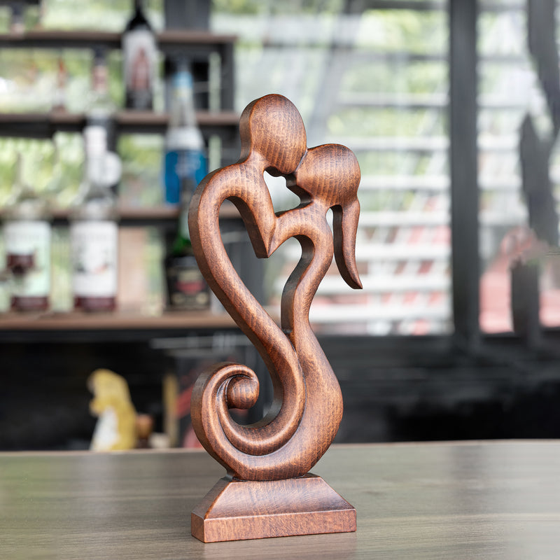 Couple Wooden Carved Love Tabletop Ornament