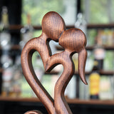 Couple Wooden Carved Love Tabletop Ornament