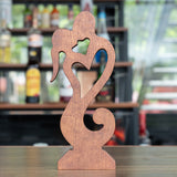 Couple Wooden Carved Love Tabletop Ornament