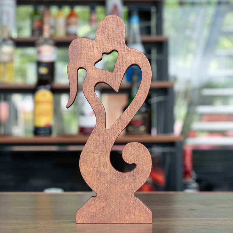 Couple Wooden Carved Love Tabletop Ornament
